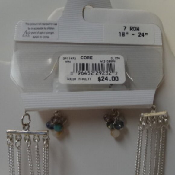 Hannah 18"-24" Multi-Colored Necklace w/Matching Earrings. NWT - Picture 4 of 4